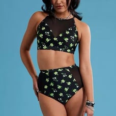 Invader Zim GIR Poses Mesh High-Waisted & Mesh Halter Swim Set Hot Topic