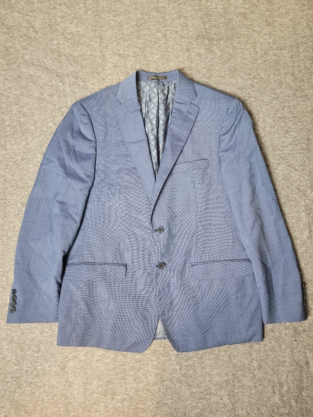 Psycho Bunny Suit Blazer Mens Size 44R Blue Wool 2 Vents Jacket