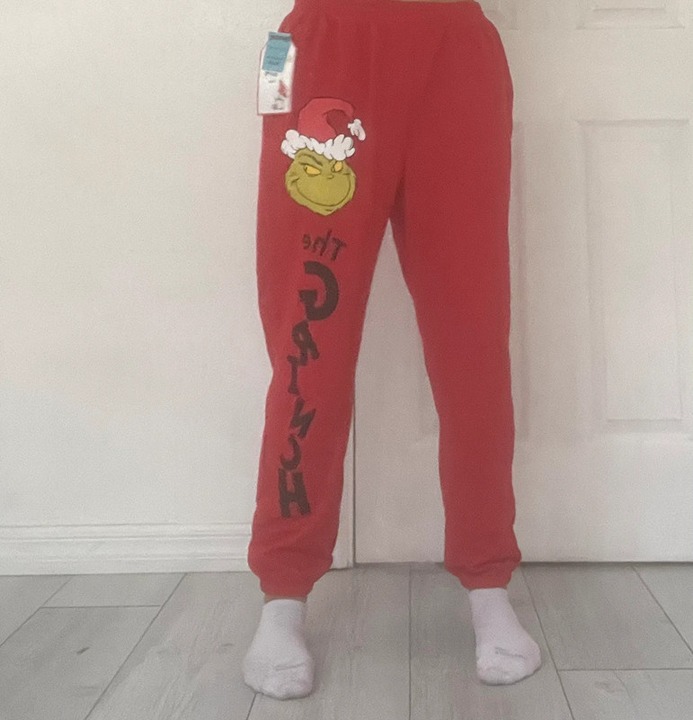 red grinch sweat pants