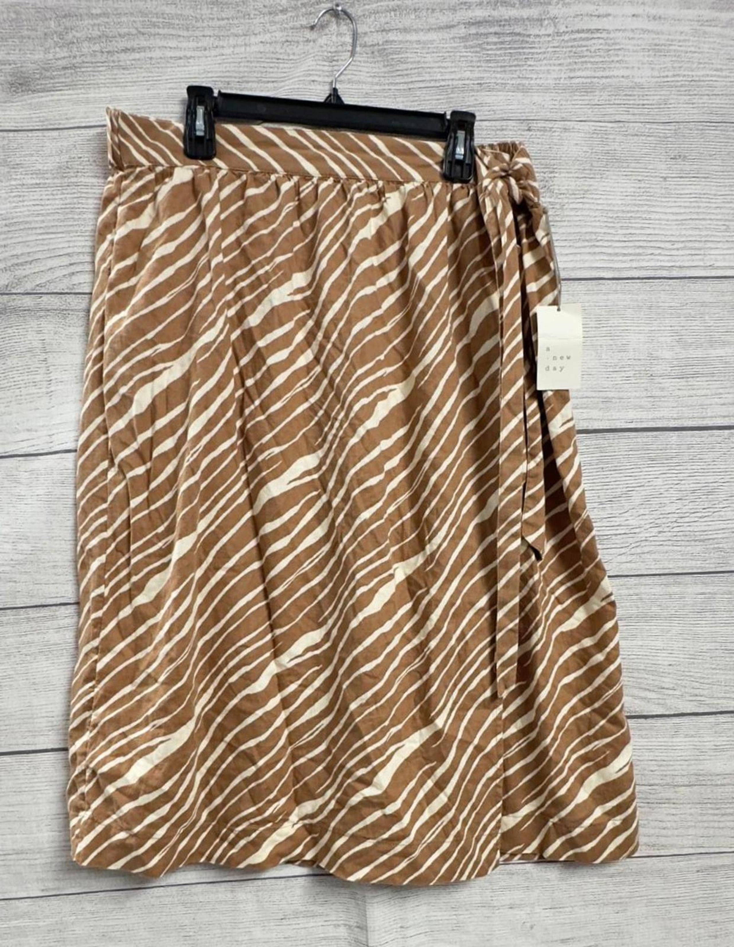 A New Day Linen Brown Zebra Wrap Knee Length Skirt Women Size XXL