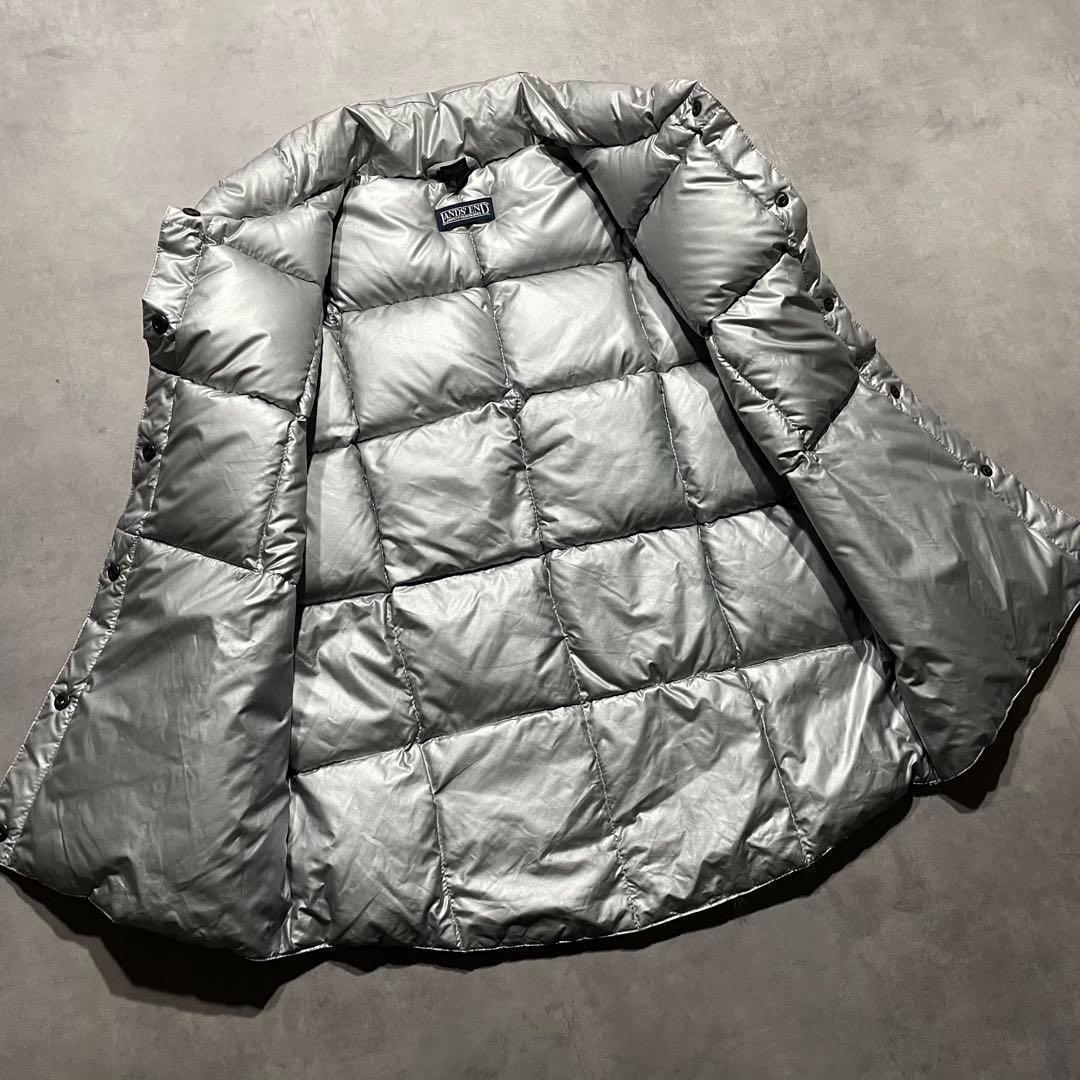 90s LANDS' END silver down vest cyber USA