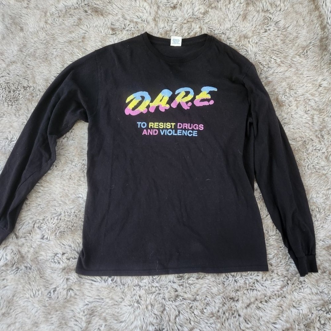 D.A.R.E. Vintage Anti-Drugs Rainbow Long Sleeve Black Tee