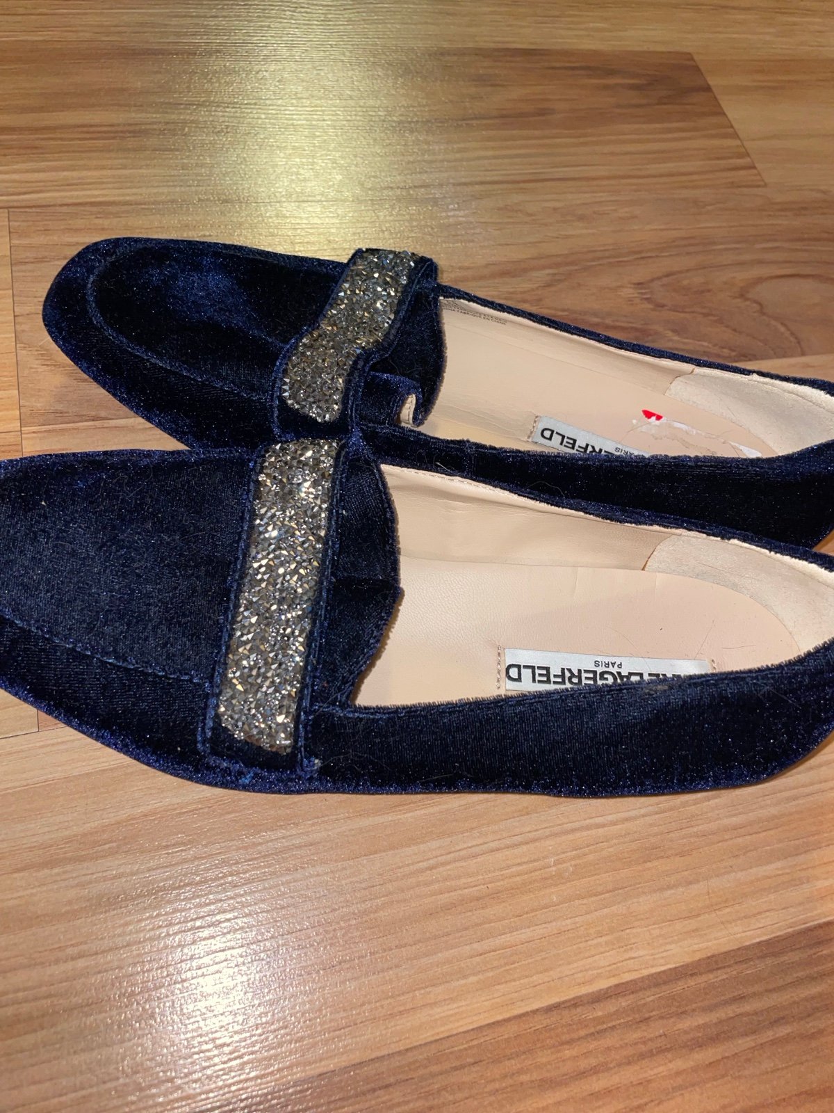 Women’s Karl Lagerfeld velvet rhinestone flats