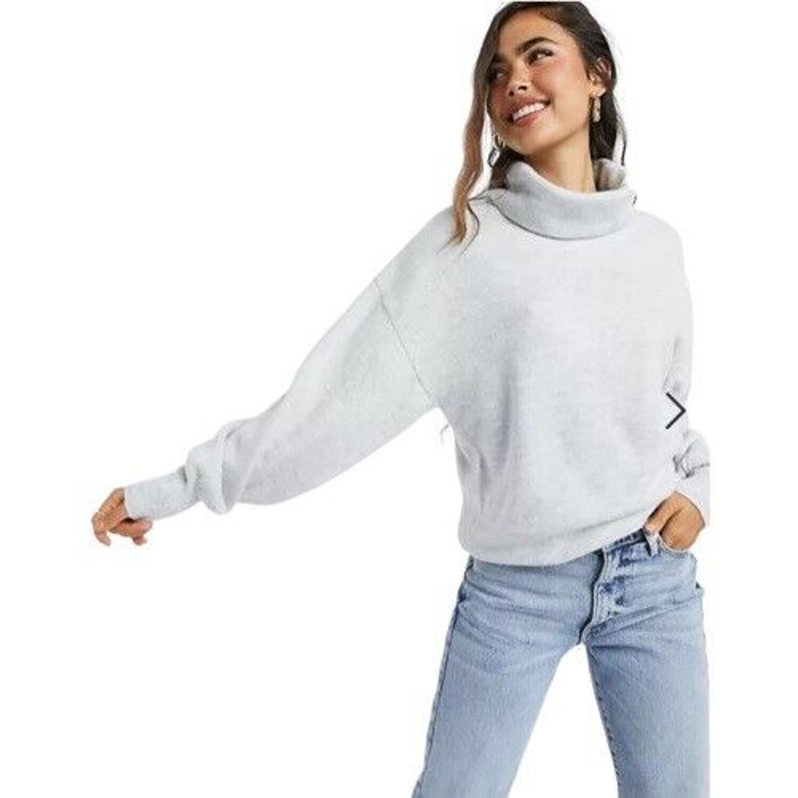 ASOS Oversized Cowl Neck Sweater Gray Marl Knit Womens US 12 NEW without Tags