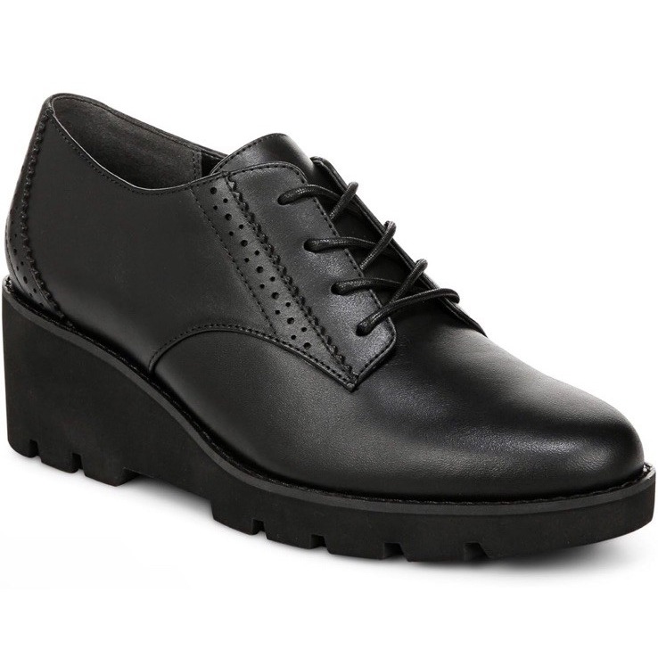 Vionic Anaheim Black Oxford Wedge Shoe Wimens 9 New