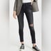 SIWY DENIM Mid Rise Skinny Jean Undone Hem in Black Size 25