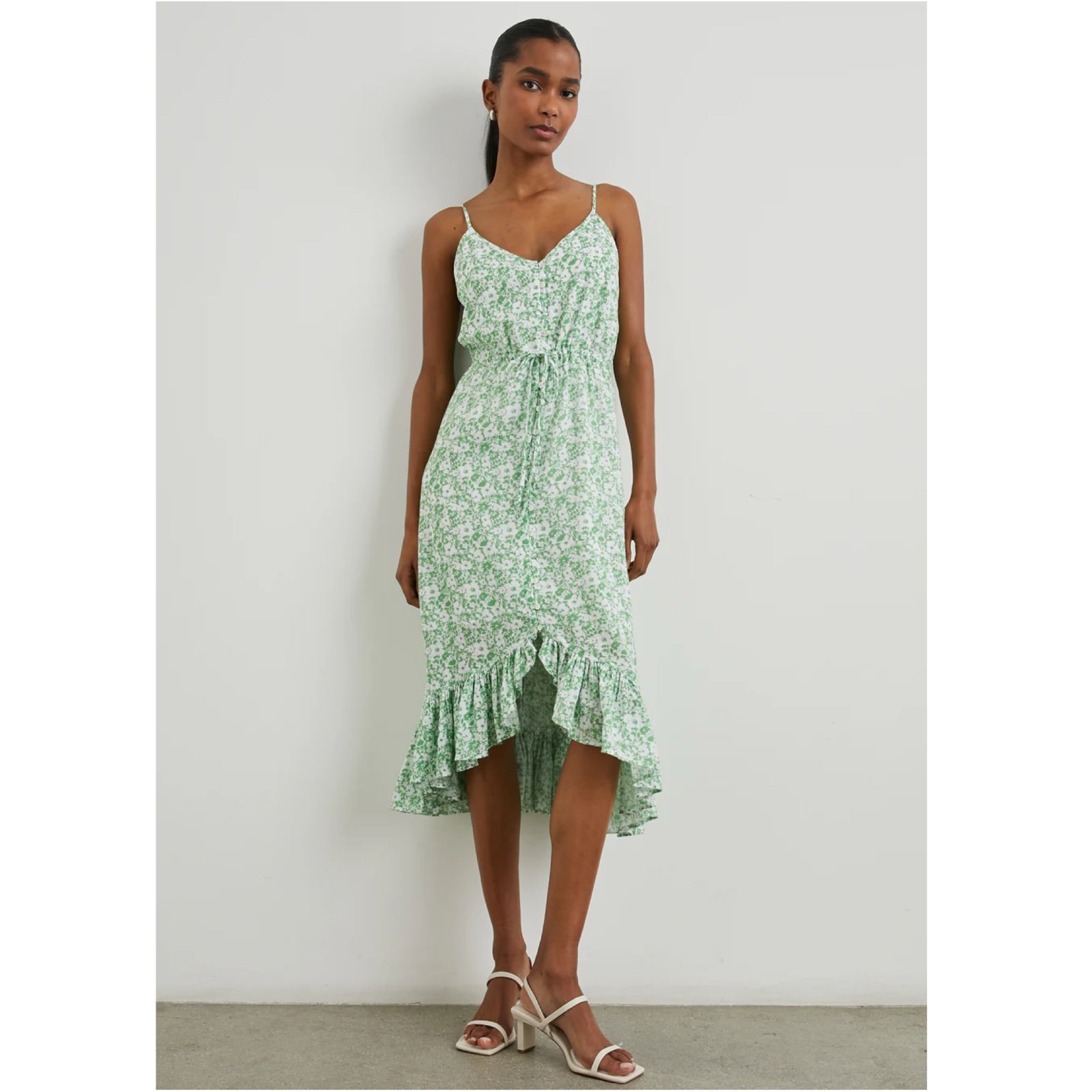RAILS Frida Linen-Blend Midi Dress, Green Texture Floral, Small