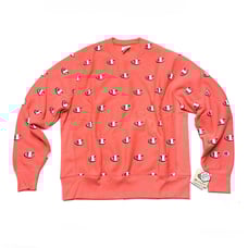 Champion Reverse Weave Scribble Logo Crew Sweatshirt Mens Sz 2XL XXL Pink Melon
