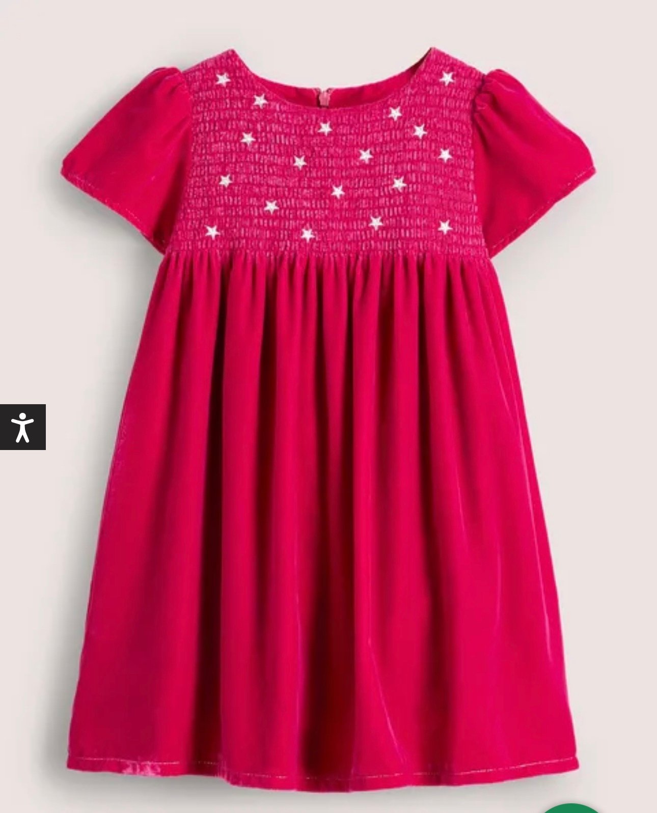 Mini Boden Velvet Smock Party Dress Candy Cane Pink 4/5