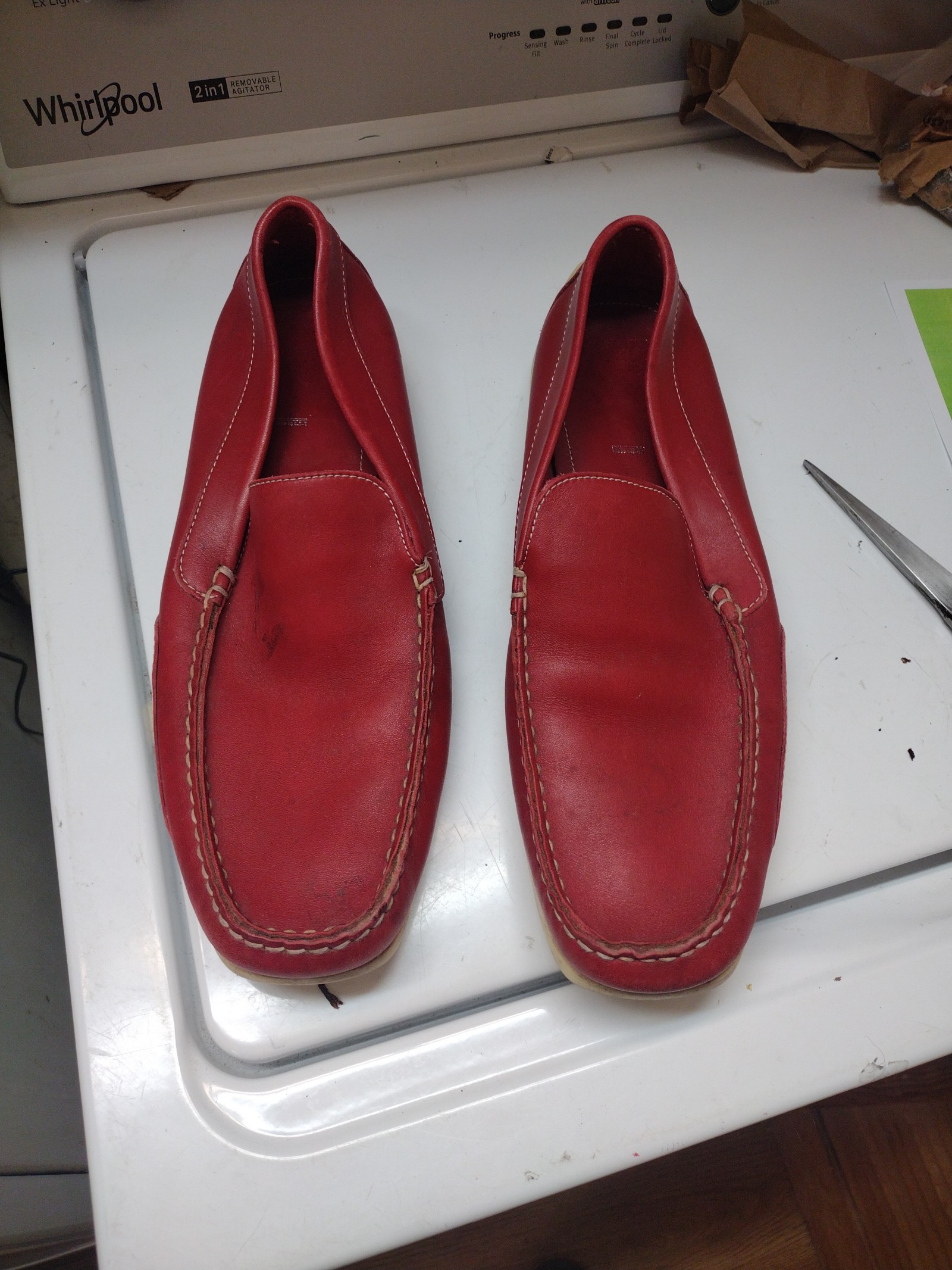 Pirelli Men's Red leather loafers size 11