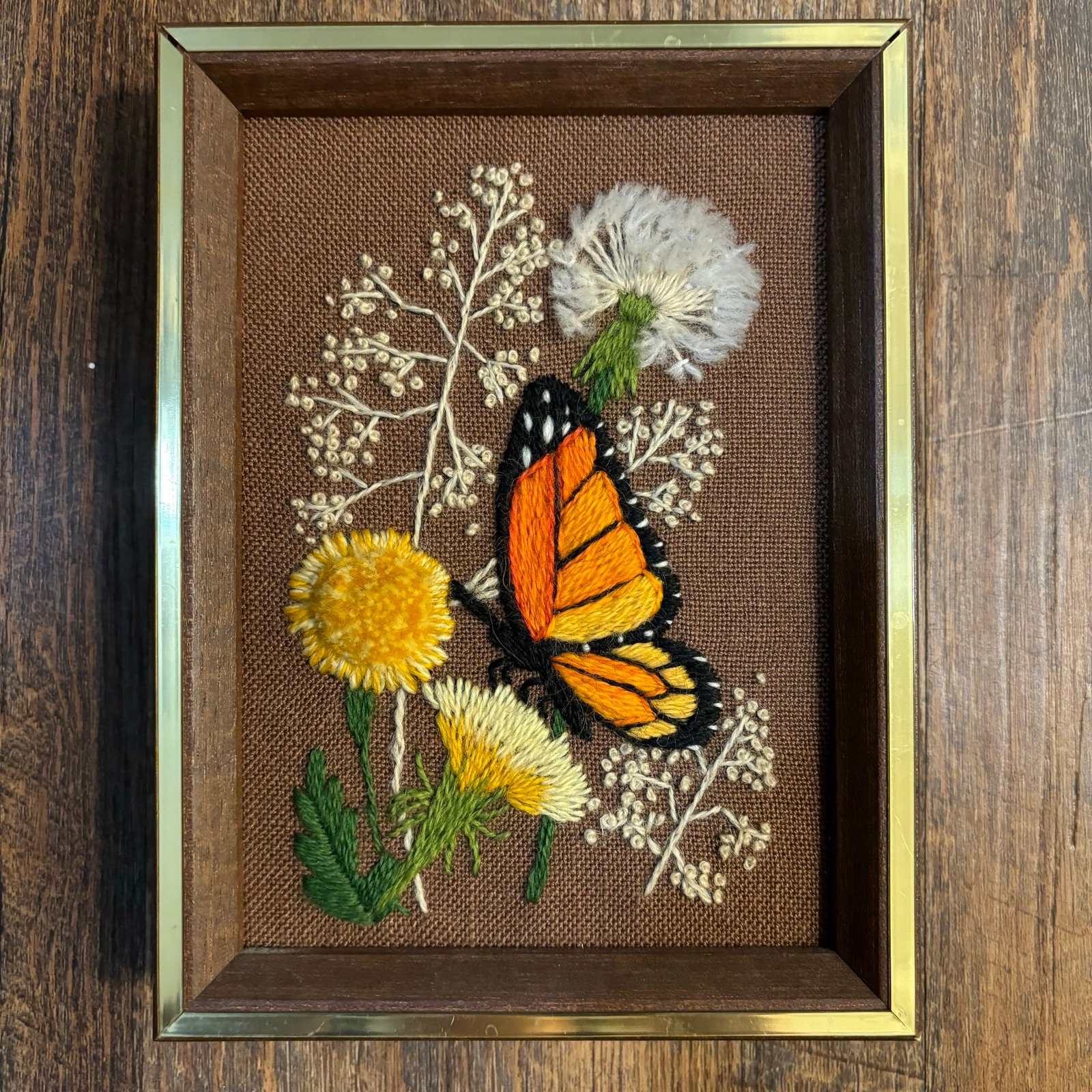 Vintage WonderArt Small Wonder Cross Stitch Kit Frame Butterfly Flower
