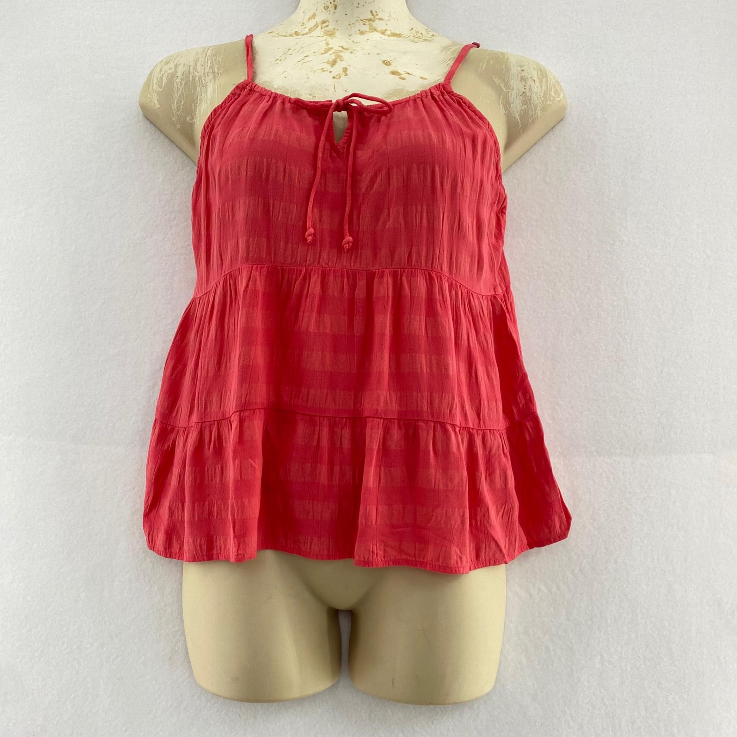 Old Navy Tiered Cami Top Coral Pink Sleeveless Casual Summer Blouse Size S