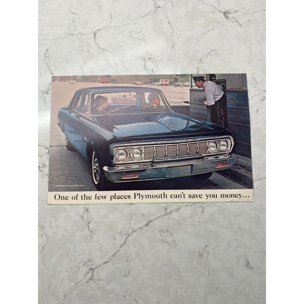 Vintage 1964 Plymouth Savoy 4-Door Sedan Dealer & Showroom Sales Postcard