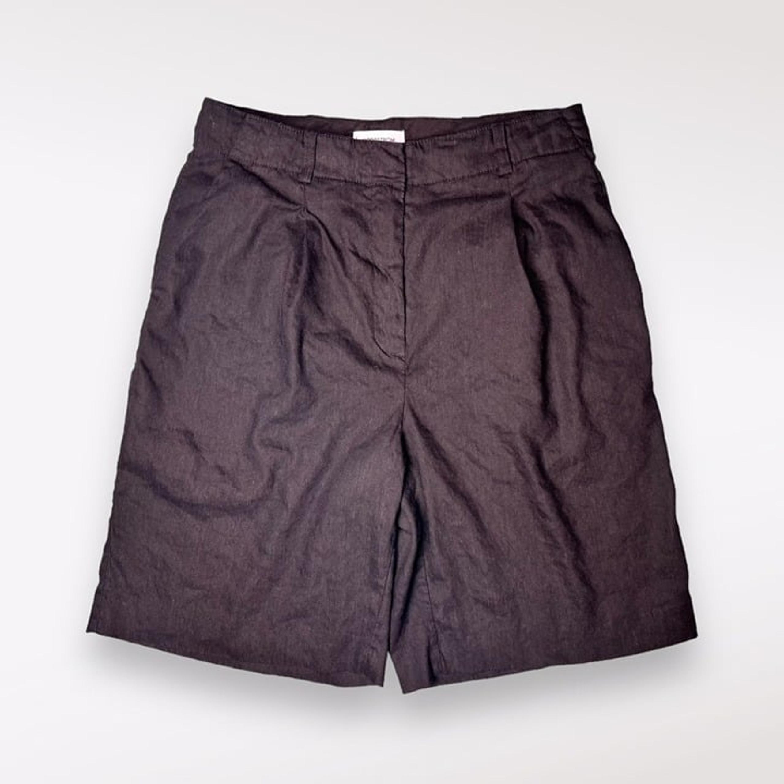 Nordstrom High Rise Linen Blend Shorts Classic Black Stretch Size 2