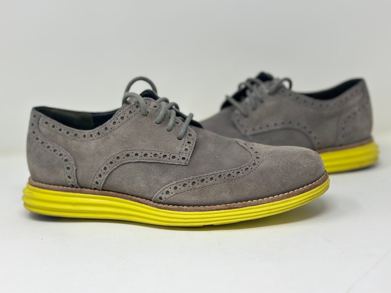 Pre Owned Cole Haan Lunargrand Wingtip Charcoal Gray Volt US Size 7 Men’s