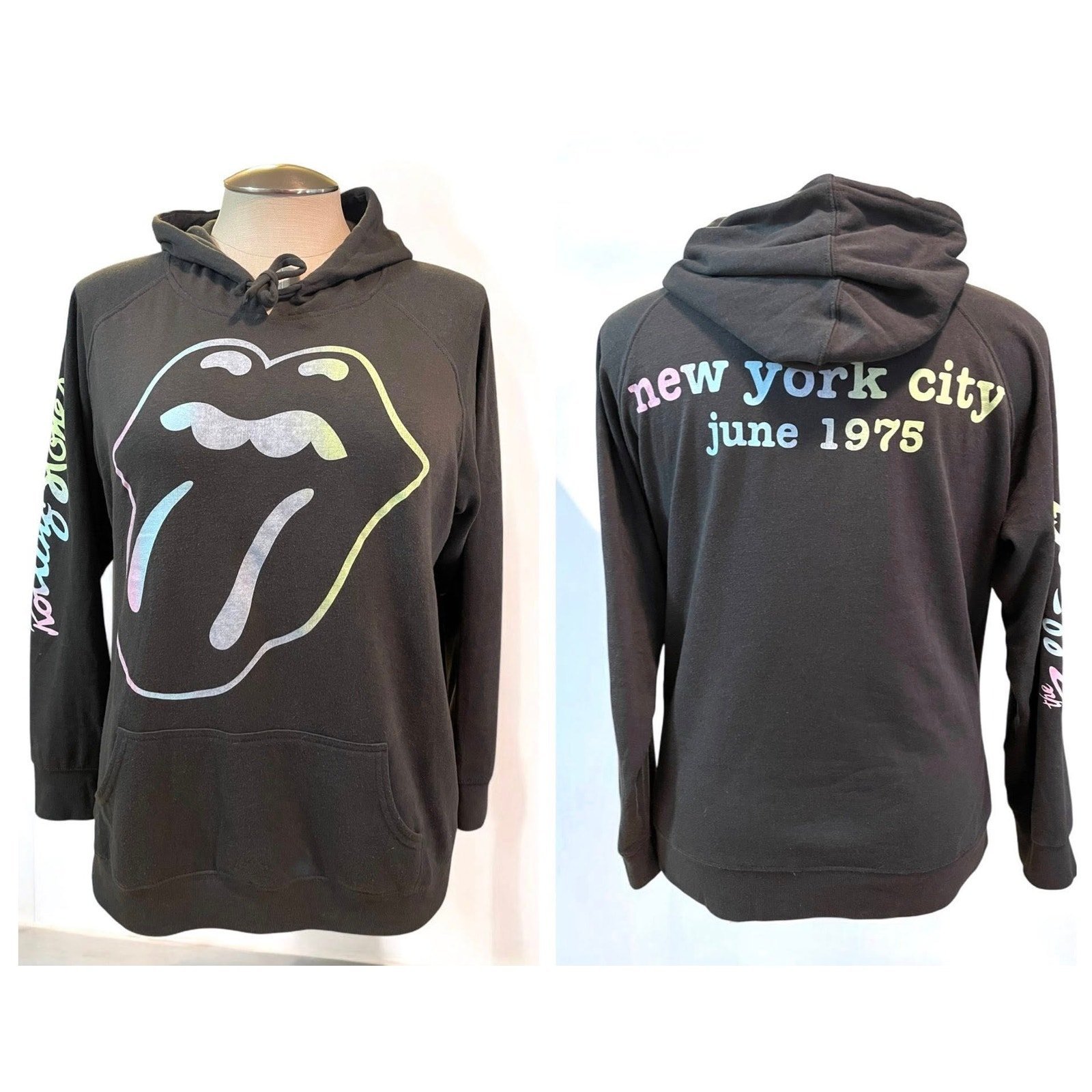 Torrid Plus Size 1 Rolling Stones Pastel Rainbow Tongue NYC Hoodie Sweatshirt