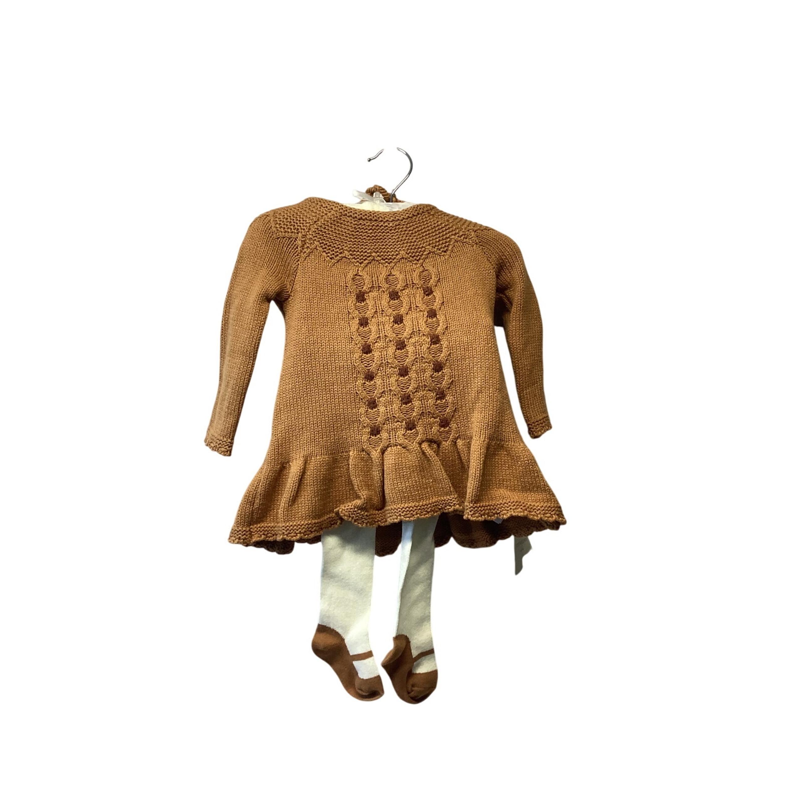 Cynthia Rowley Baby Girl Sweater Dress Bonnet Hat Tights Set Size 3-6 Months