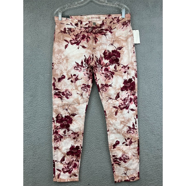 New J Brand Mid Rise Japanese Twill Skinny Jeans Capri Floral Size 31