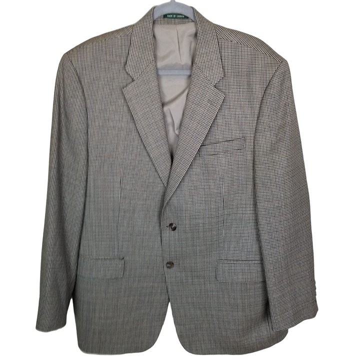 Lauren Ralph Lauren Mens Gray Houndstooth 2-Button Wool Suit Jacket Pockets