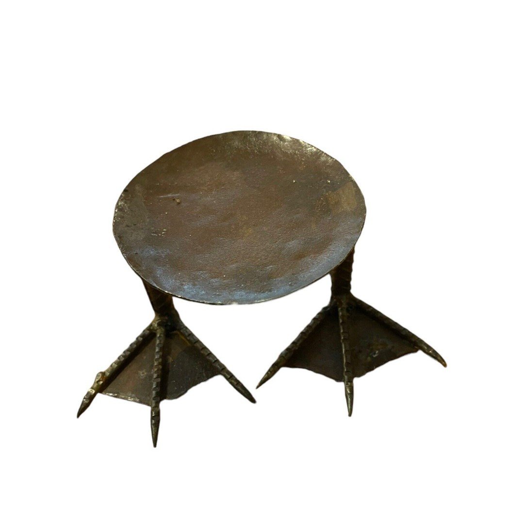 VTG Bird Feet Steampunk Art Made In Haiti Trinket/Candle Holder Steel Rebar