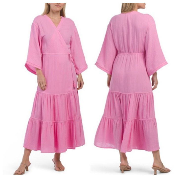 Cinq a Sept Torey Gauze Tiered Wrap Midi Dress
