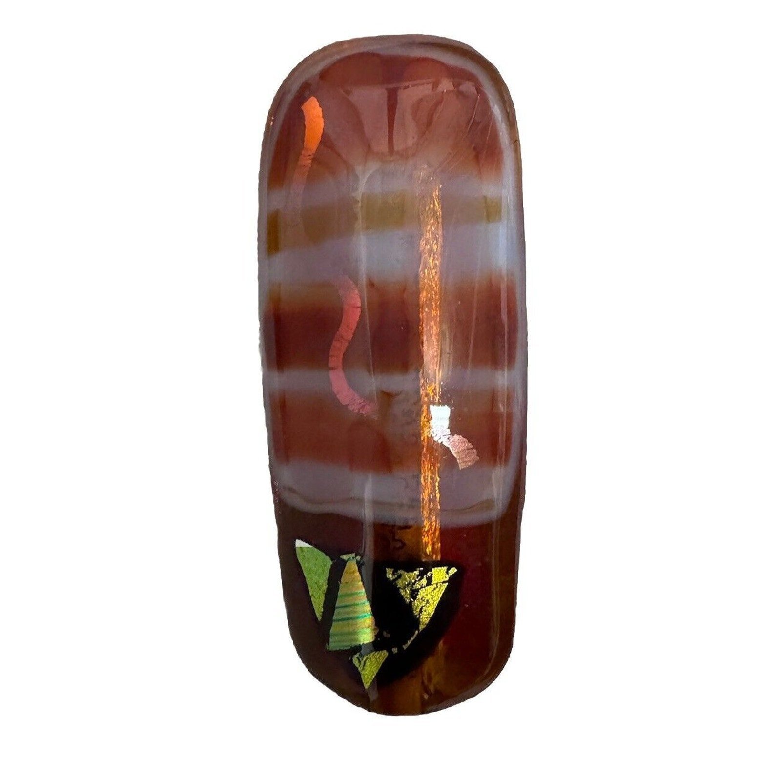 Art Glass Mezuzah Unique Door Jewish Hang Symbol Organic Hand Painted W/ Scroll