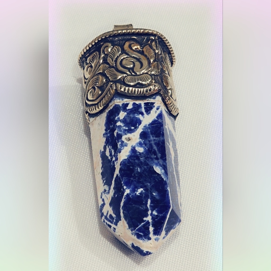 Sodalite Wand Tibetan Pendant