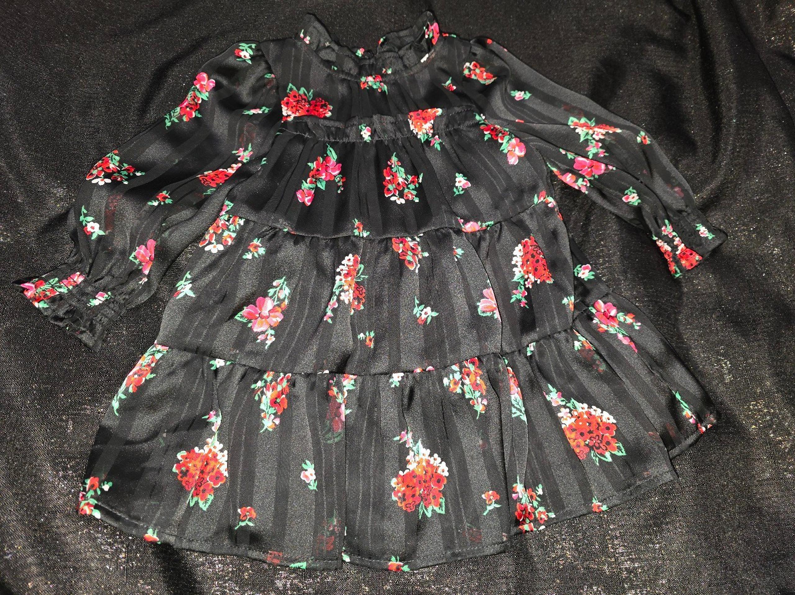 cat & jack infant pin striped black floral dress