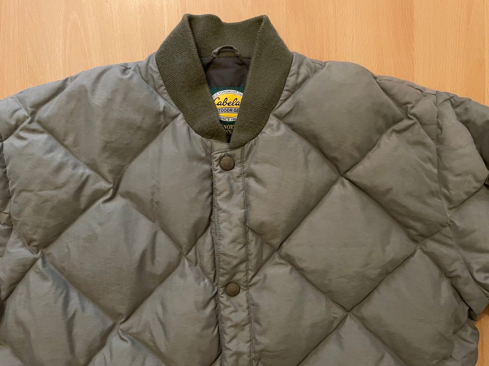 Cabela's XLT Green Jacket Goose Down Bomber Puffer Coat Big And Tall Outerwear