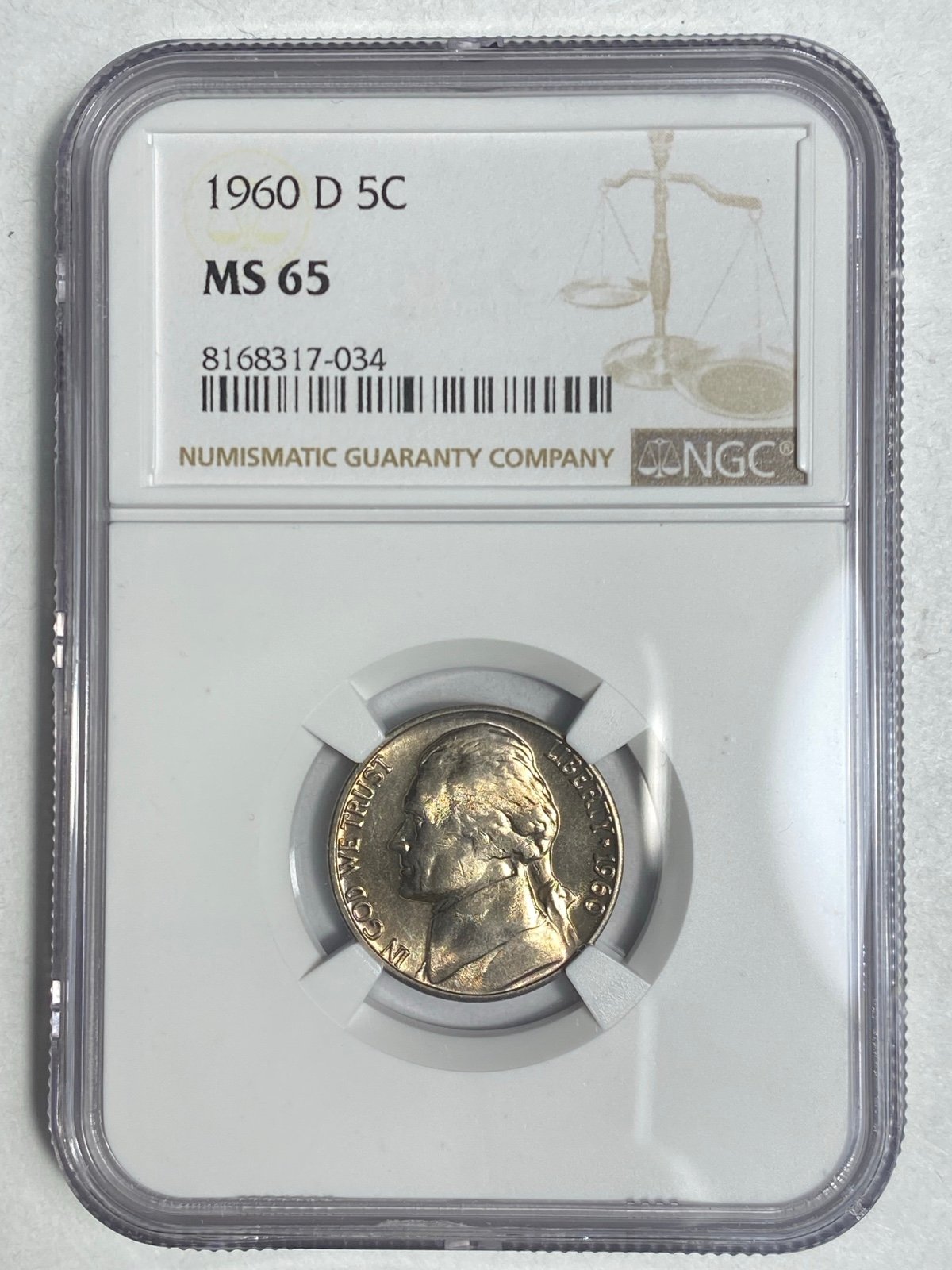 1960 D Jefferson Nickel 5c Coin Mint State NGC MS 65
