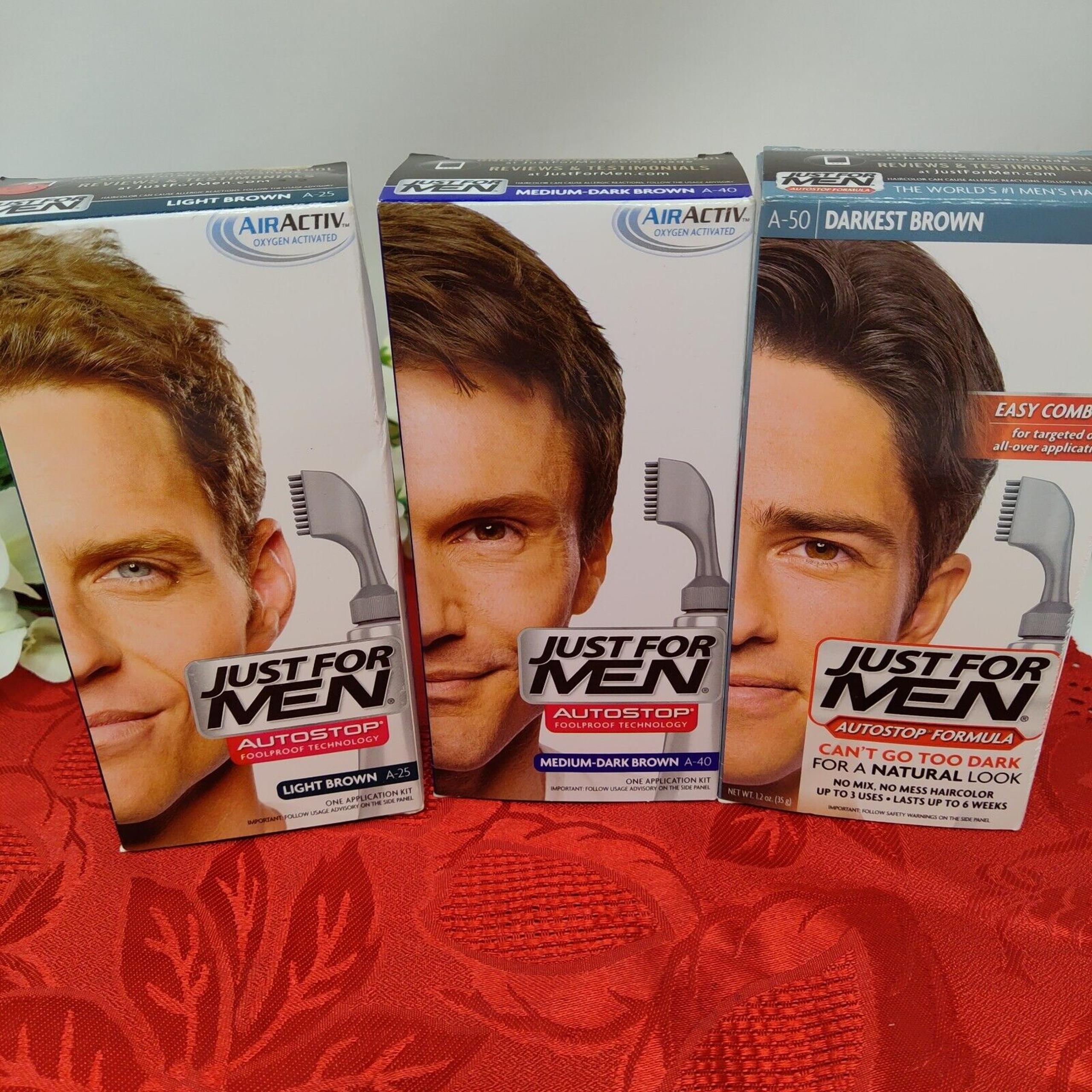 3X A50 A40 A25 Just For Men Mixed Browns Easy Comb-In Color Hair Dye Lt Med Dk