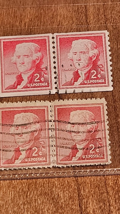 Thomas Jefferson Red 2 Cent Postage Stamp Rare Error In Cut And Darker Color