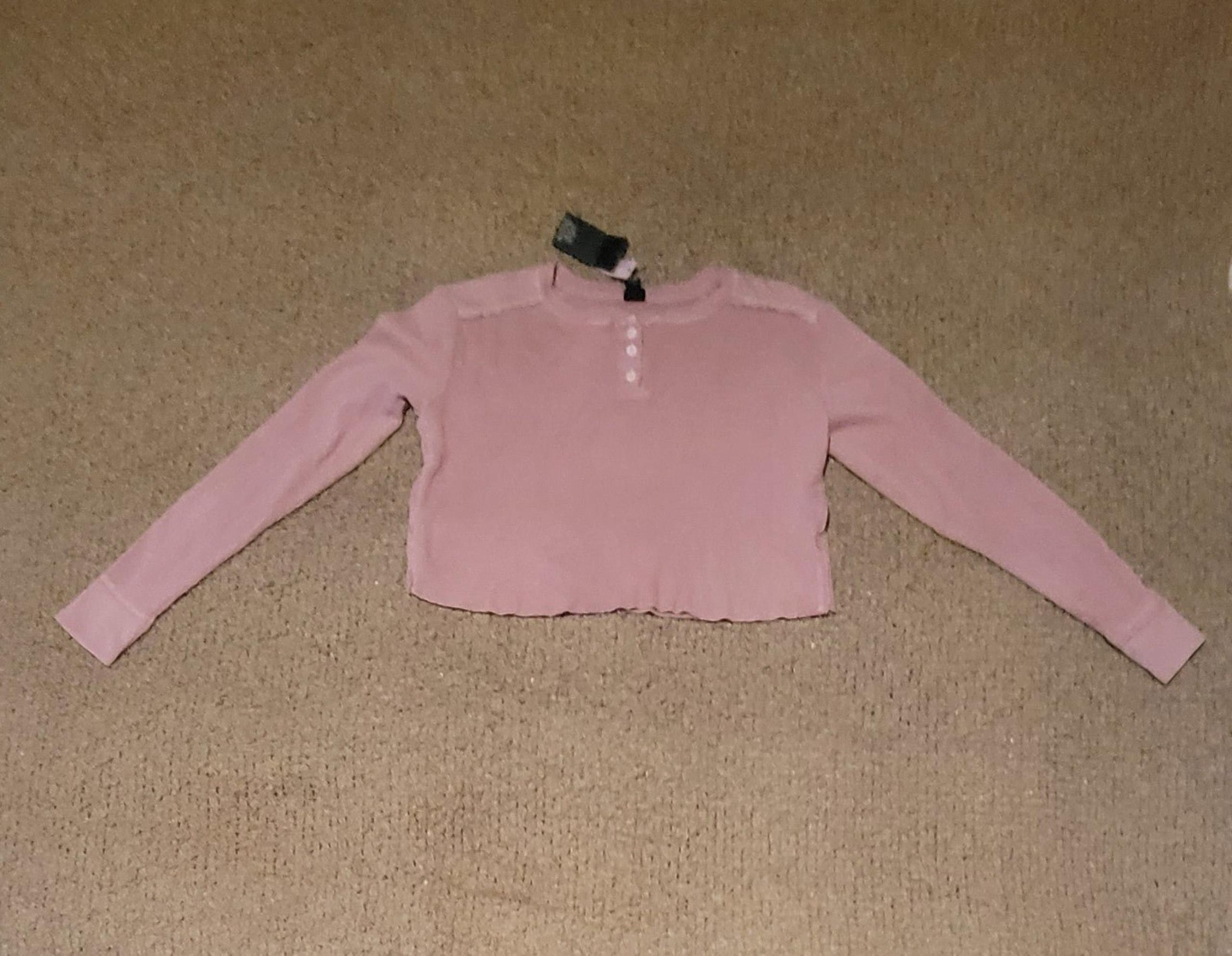 NWT WOMENS WILD FABLE CROP TOP PINK LONG SLEEVE SIZE M