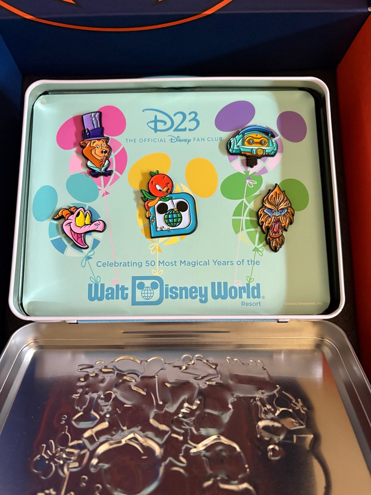 Disney D23 Celebrates 50 Most Magical Years Commemorative Pins + Lunch Box—NEW