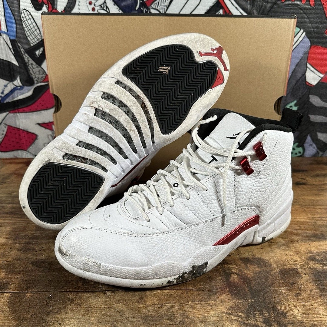 Size 12 - Air Jordan 12 Retro Twist CT8013-106 USED SHIPS ASAP White Red Black