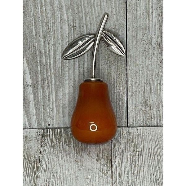 Vintage 1940s Art Deco Bakelite Salt Shaker or Pepper Shaker Pear Metal Stem