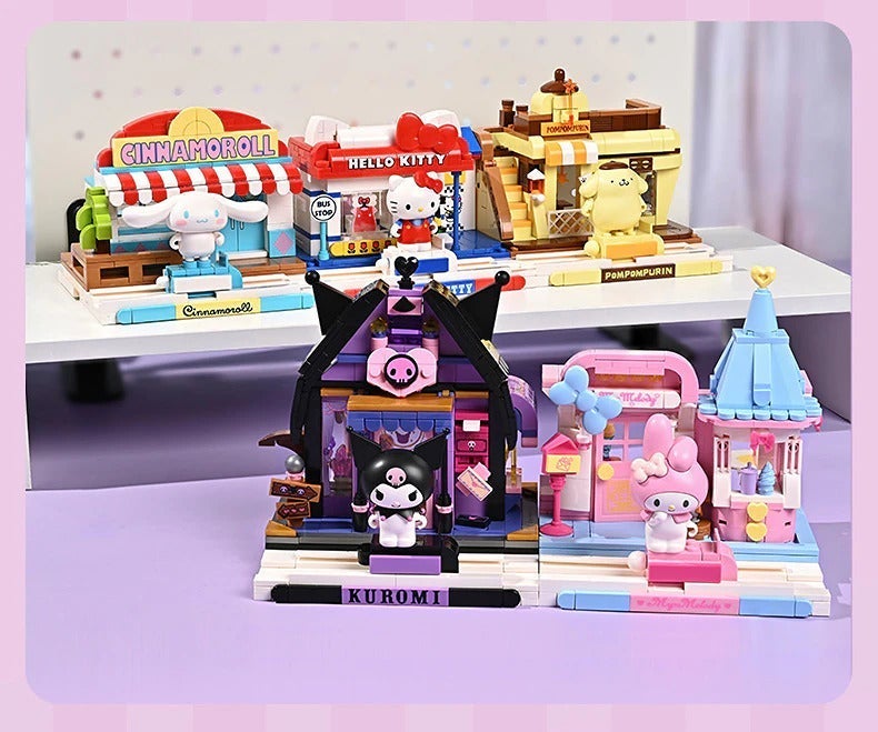 Official Sanrio City Streets 5Pc Building Blocks Sets Kuromi Kitty & More NEW