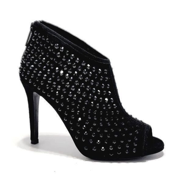 Michael Kors Dani Embellished Studded Open-Toe Shooties Black Size 6 Ankle Boots