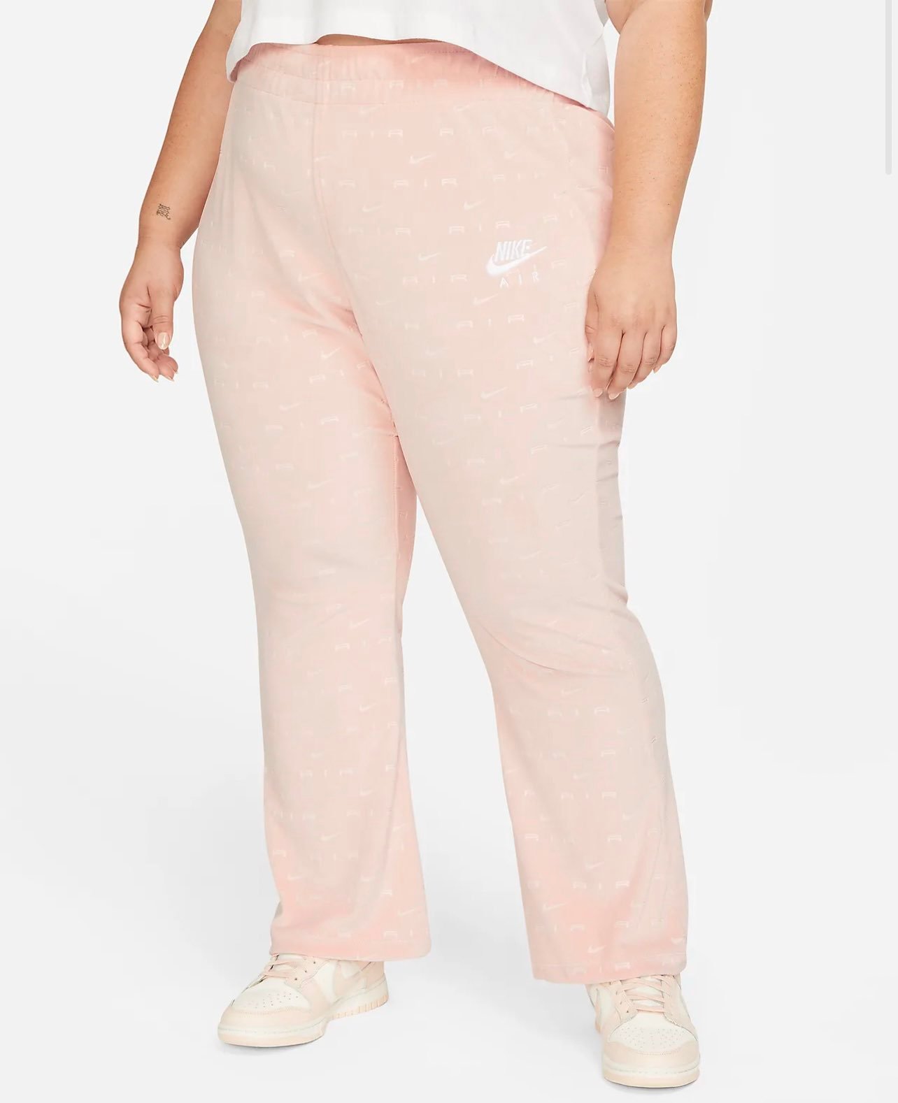 NIKE AIR Women's Velour Plus Size Flared Allover Logo Pants NWT