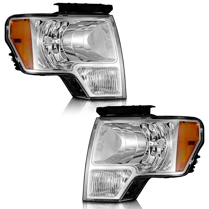 F-150 F150 Pickup Chrome Headlights Pair