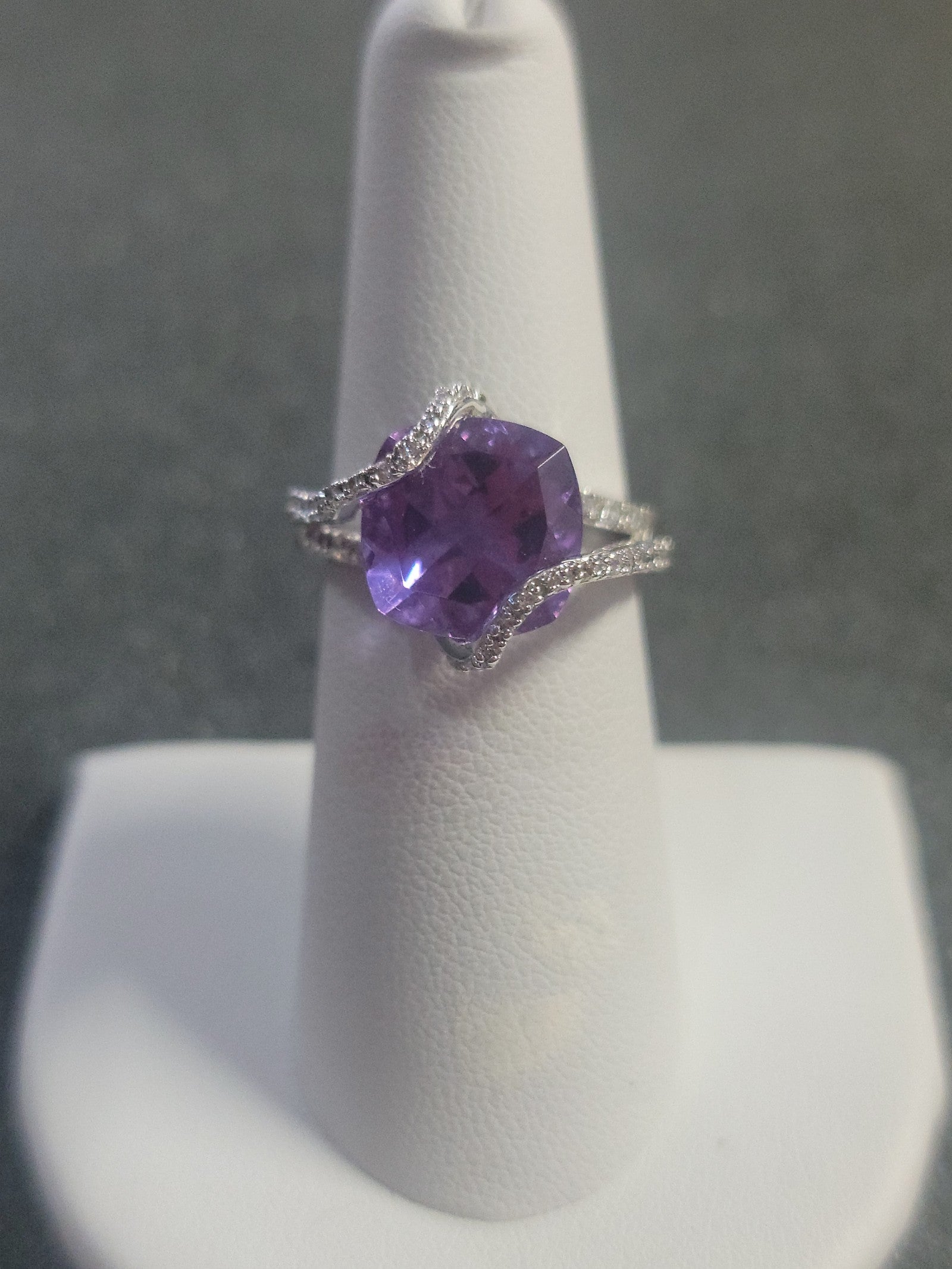 R412 Amethyst and Diamond Cocktail Ring