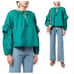 Ulla Johnson Concetta Cotton Blouse, Size 2, Color Verdigris, puff sleeves, NWT