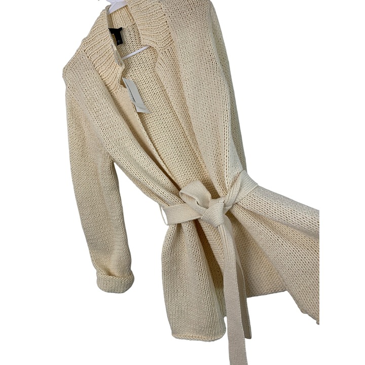 Eileen Fisher Chunky Cotton Rope Open Front Cardigan With Belt L NWT 7825