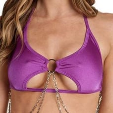 Rave bra with chains sparkly purple smal