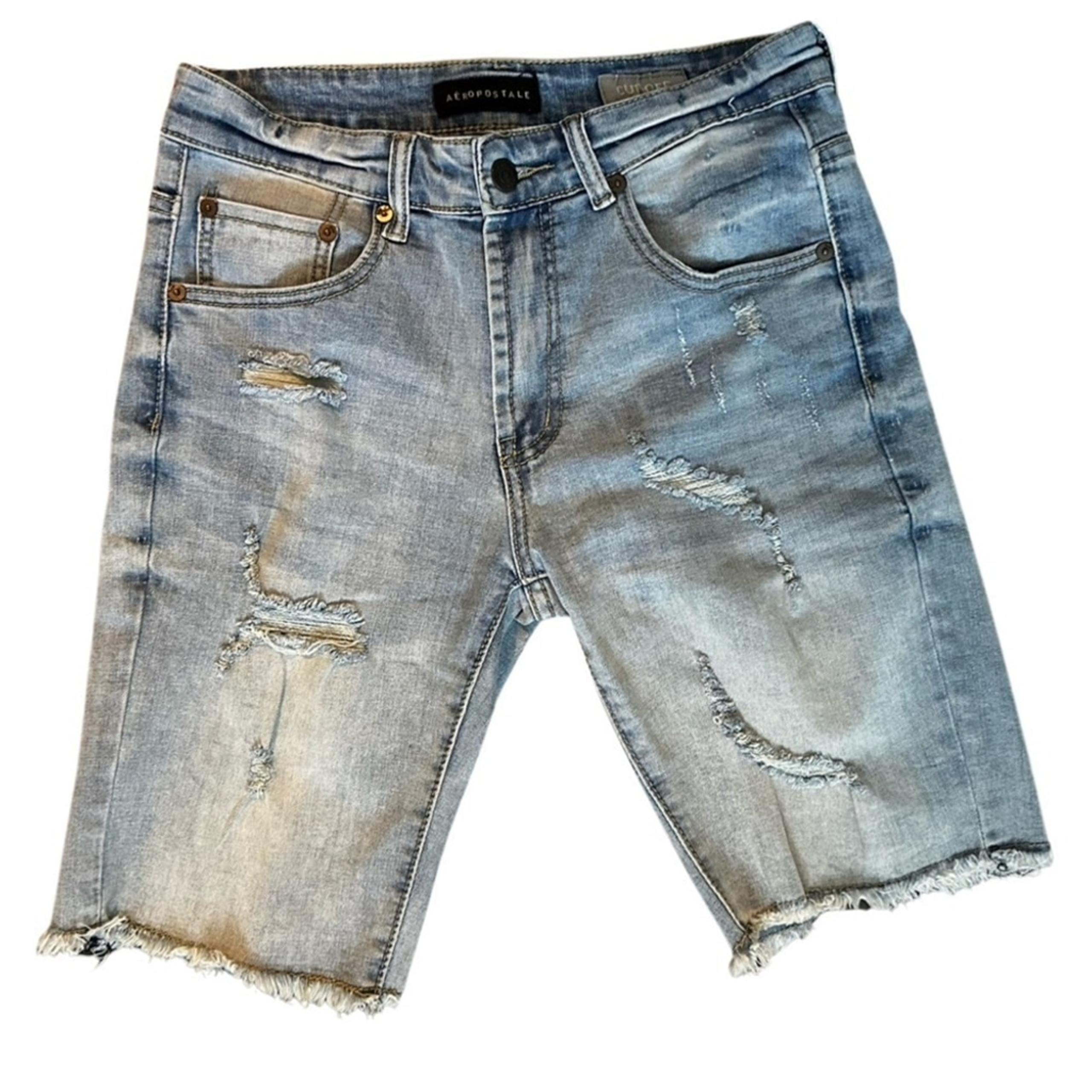Aeropostale CUT-OFF Bermuda Distressed Jean Shorts Blue Women’s Size 28.