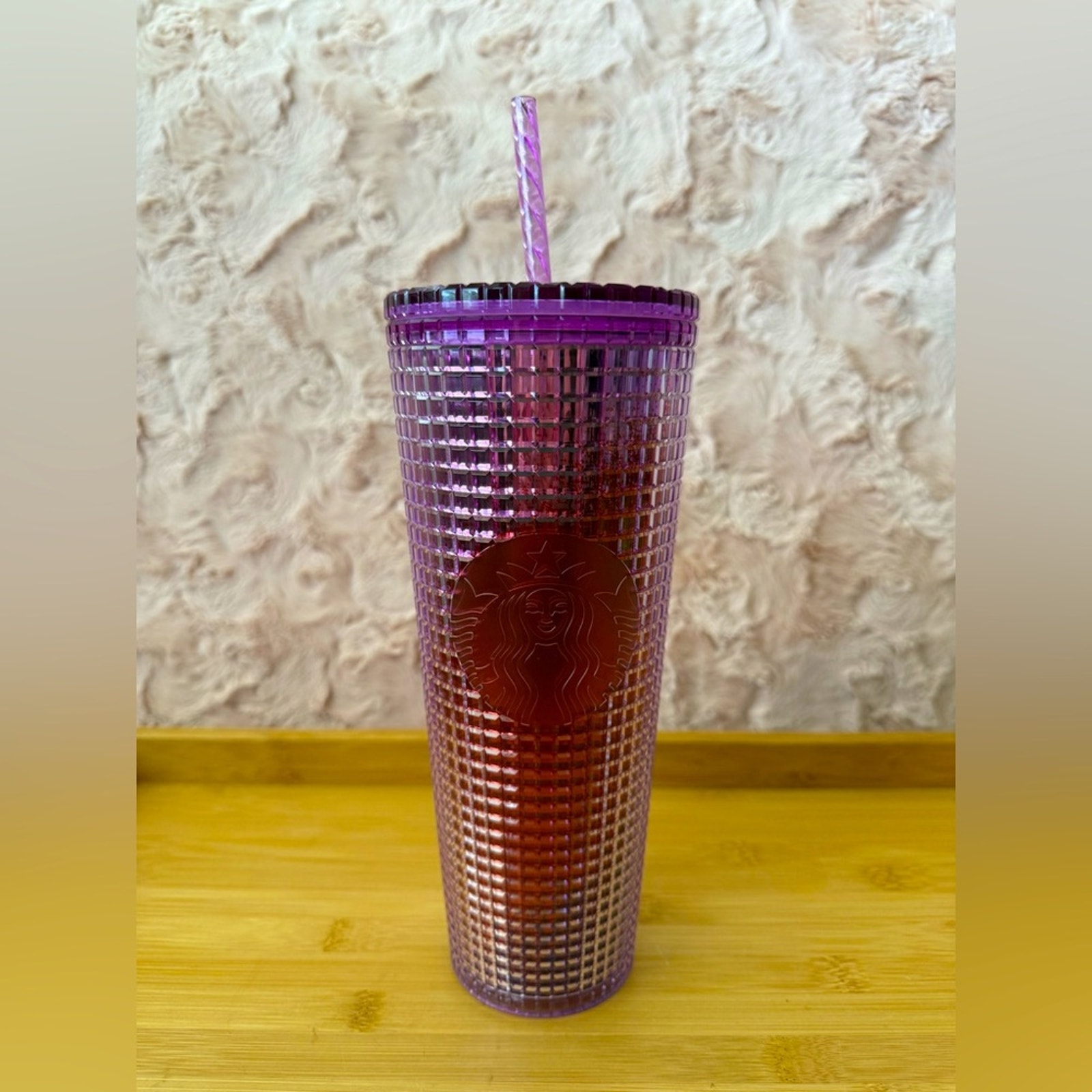 Starbucks 2021 Diamond Purple Studded Tumbler Venti Retro Iced Coffee Cup New