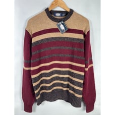NWT Knights Bridge Men's XL Burgundy Beige Gray Vintage Striped Wool Blend Sweat