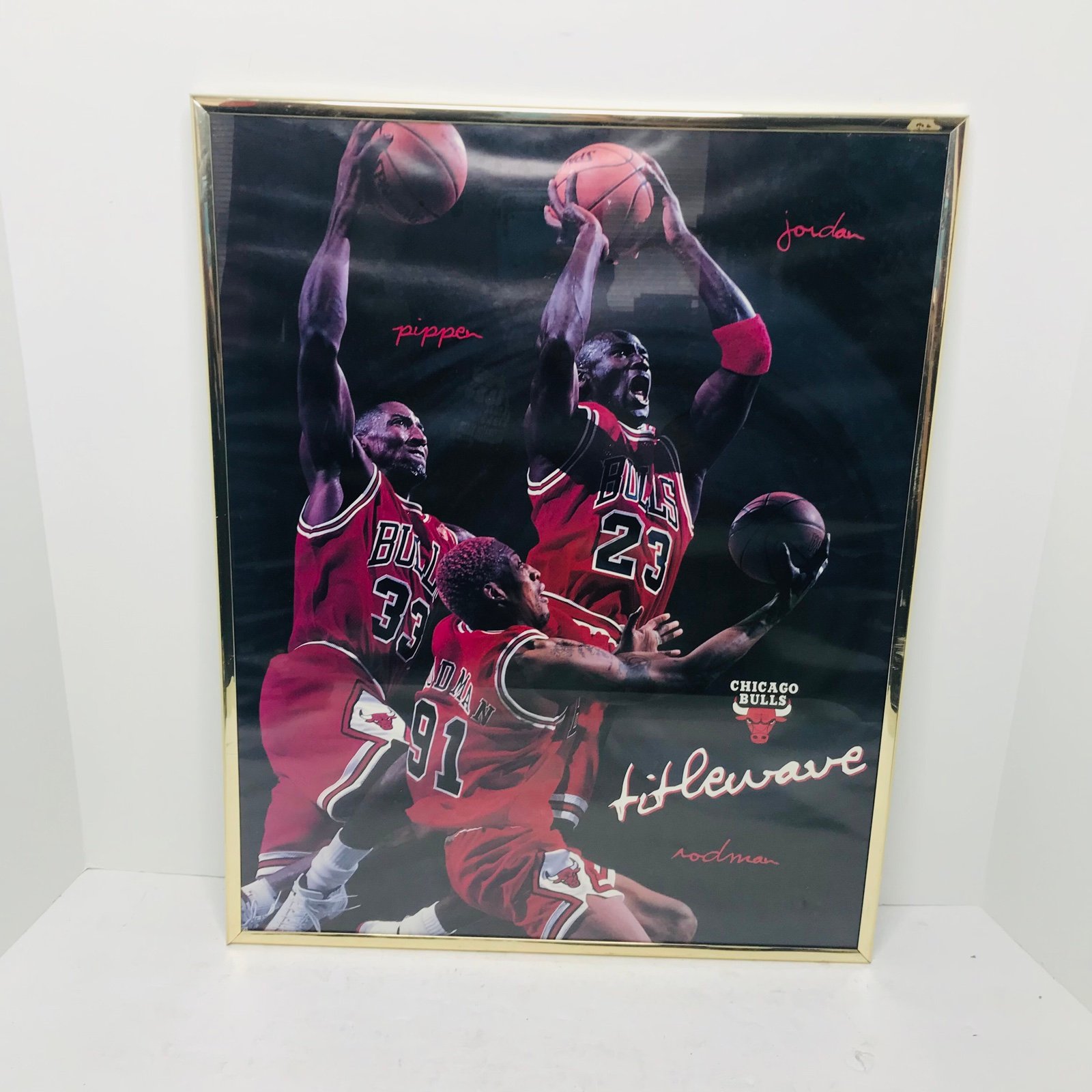 Vintage 1996 Chicago Bulls Titlewave Framed Poster 20x16 Costacos Brothers