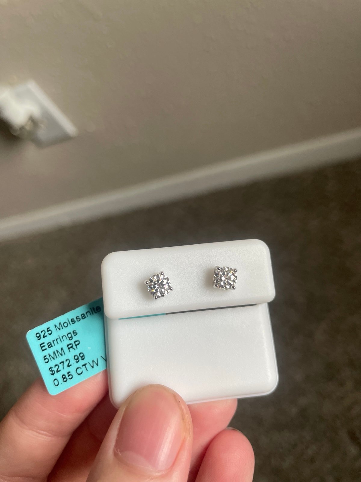 Moissanite earrings 5mm .85ct