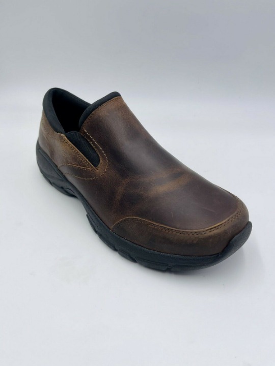 Lands End Men's Brown Leather Slip On Round Toe Casual Loafers Shoes Size 8